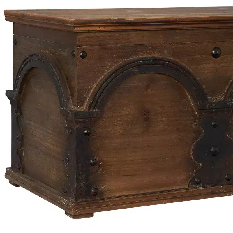 Baule portaoggetti singolo in legno ad arco marrone