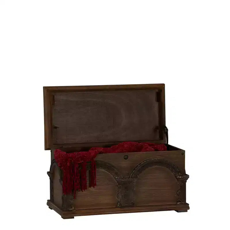 Baule portaoggetti singolo in legno ad arco marrone