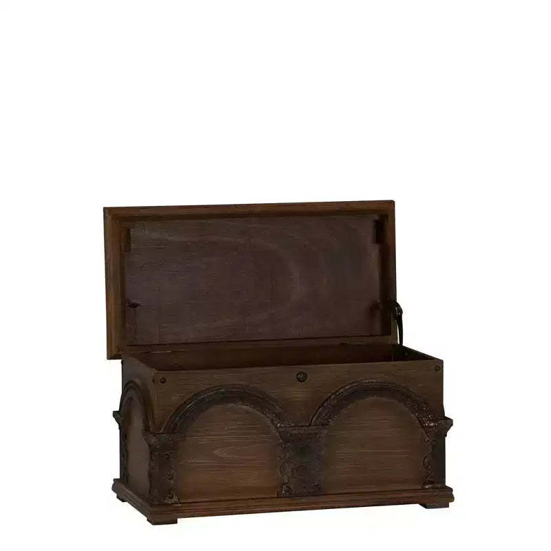 Baule portaoggetti singolo in legno ad arco marrone