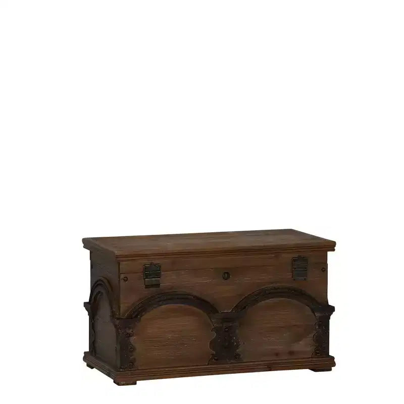 Baule portaoggetti singolo in legno ad arco marrone