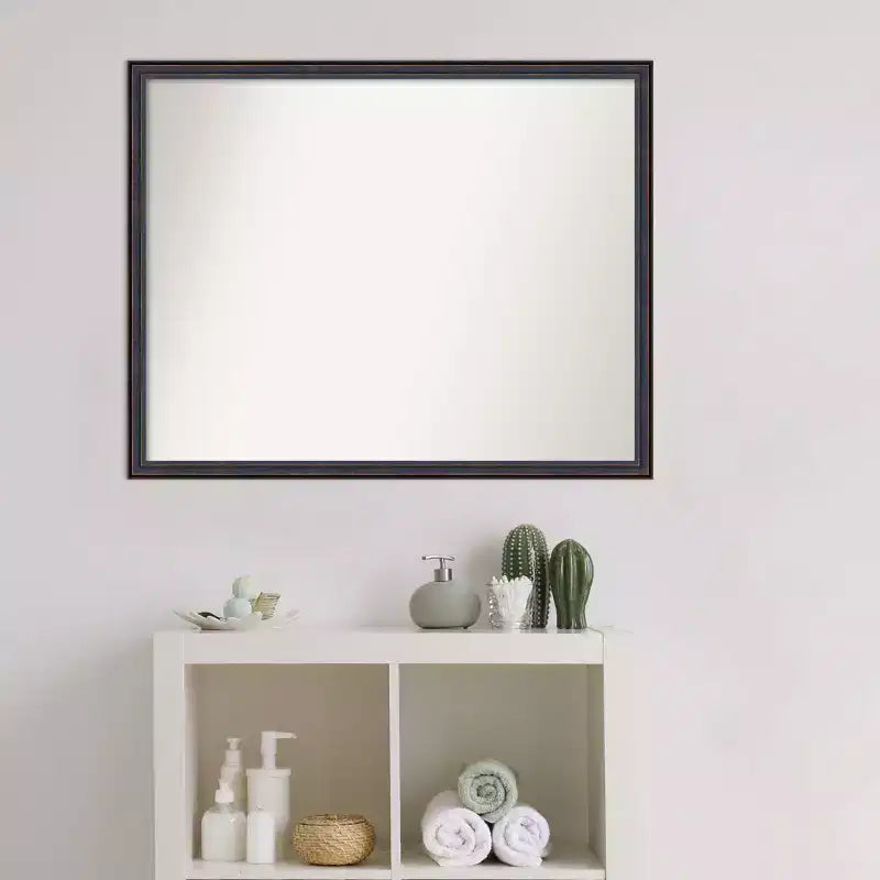Specchio rettangolare da parete in bronzo scuro, monoposto, 75 x 60 cm