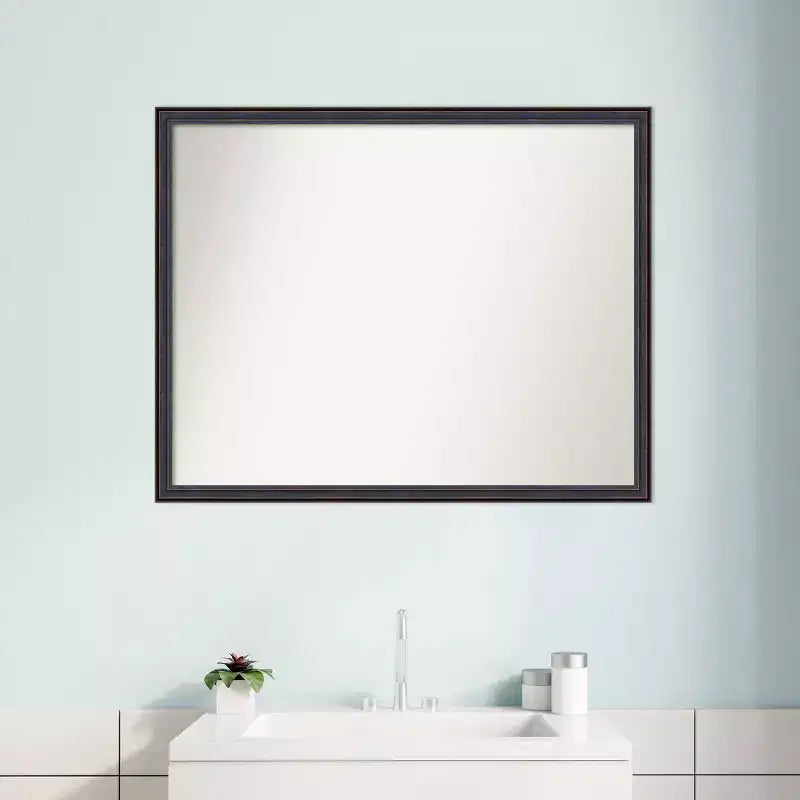Specchio rettangolare da parete in bronzo scuro, monoposto, 75 x 60 cm