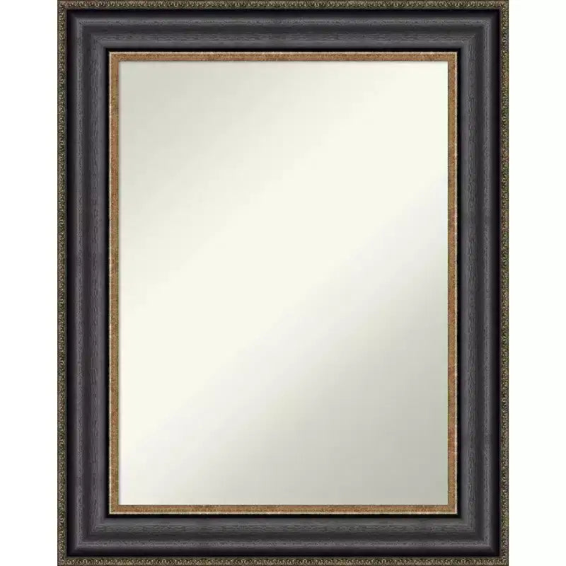 24" x 30" Non-Beveled Thomas Black Bronze Bathroom Wall Mirror - Amanti Art: Polystyrene Frame, Includes Mounting Hardware