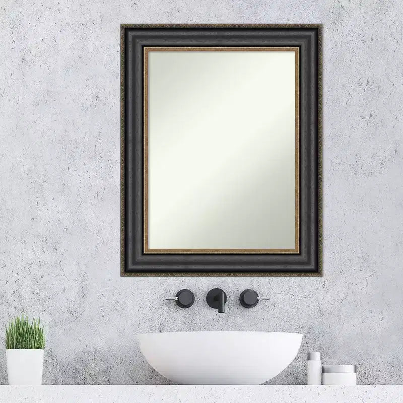 Specchio da parete rettangolare con cornice in bronzo nero, singolo, 24" x 30"