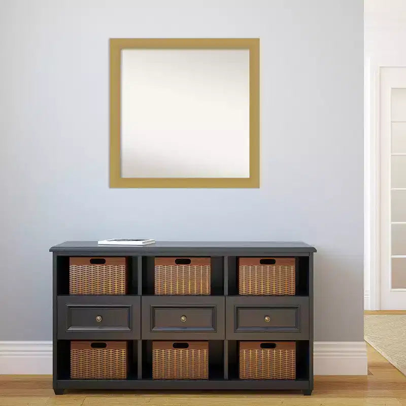 Specchio da parete per bagno Grace non smussato 30" x 30" oro spazzolato - Amanti Art: Cornice quadrata in polistirene, montaggio a parete