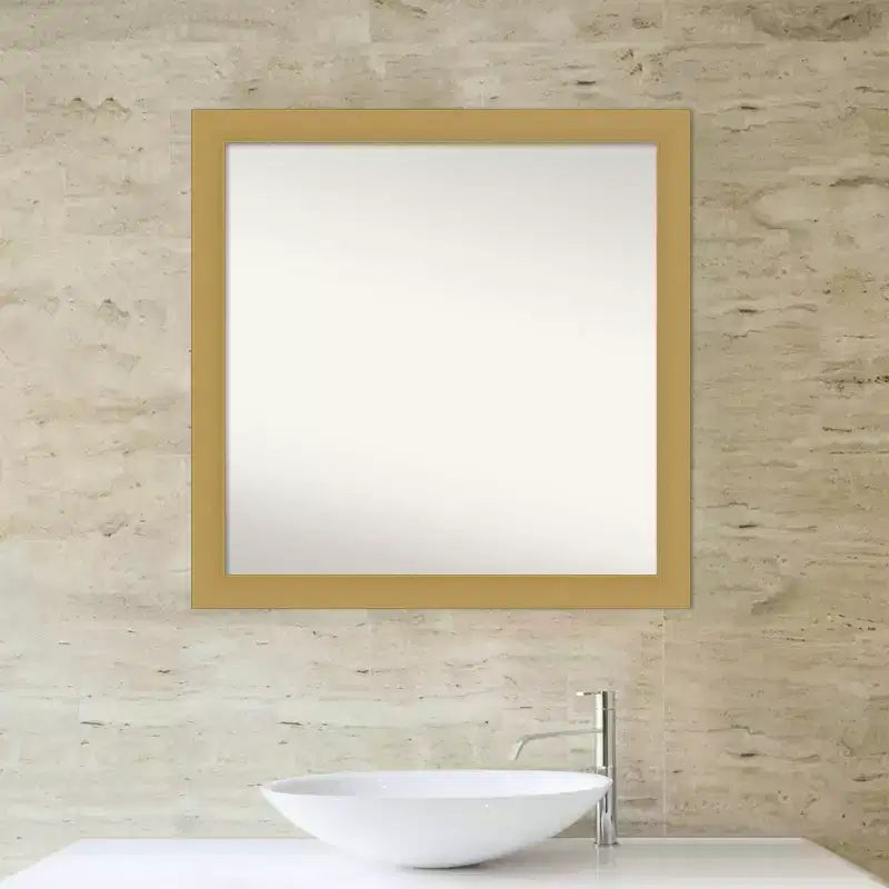 Specchio da parete per bagno Grace non smussato 30" x 30" oro spazzolato - Amanti Art: Cornice quadrata in polistirene, montaggio a parete