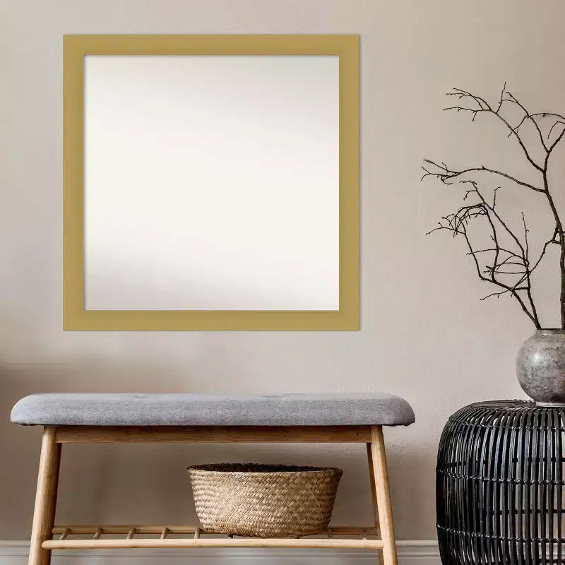 Specchio da parete per bagno Grace non smussato 30" x 30" oro spazzolato - Amanti Art: Cornice quadrata in polistirene, montaggio a parete
