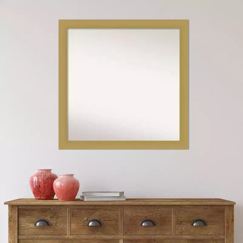 Specchio da parete per bagno Grace non smussato 30" x 30" oro spazzolato - Amanti Art: Cornice quadrata in polistirene, montaggio a parete