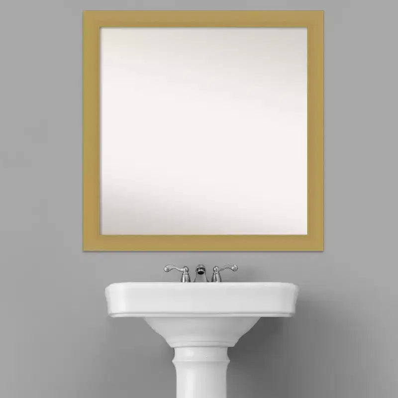 Specchio da parete per bagno Grace non smussato 30" x 30" oro spazzolato - Amanti Art: Cornice quadrata in polistirene, montaggio a parete