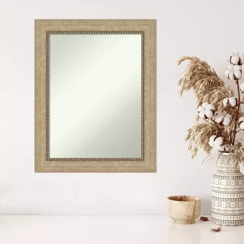 Specchio da parete rettangolare incorniciato color champagne e bronzo, singolo