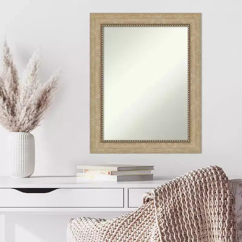 Specchio da parete rettangolare incorniciato color champagne e bronzo, singolo
