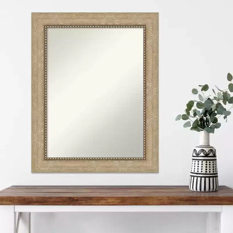 Specchio da parete rettangolare incorniciato color champagne e bronzo, singolo