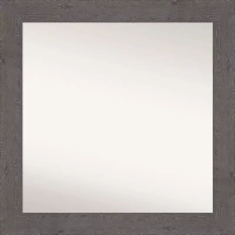 Amanti Art 32" x 32" Non-Beveled Rustic Plank Gray Wall Mirror : Square, Polystyrene Frame, Wall Mounted
