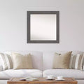 Specchio da parete quadrato grigio, cornice rustica effetto legno, singolo