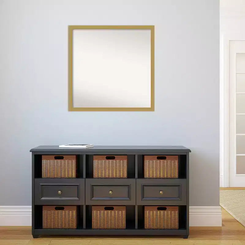 Specchio da parete quadrato con cornice stretta color oro spazzolato 71x71 cm, singolo