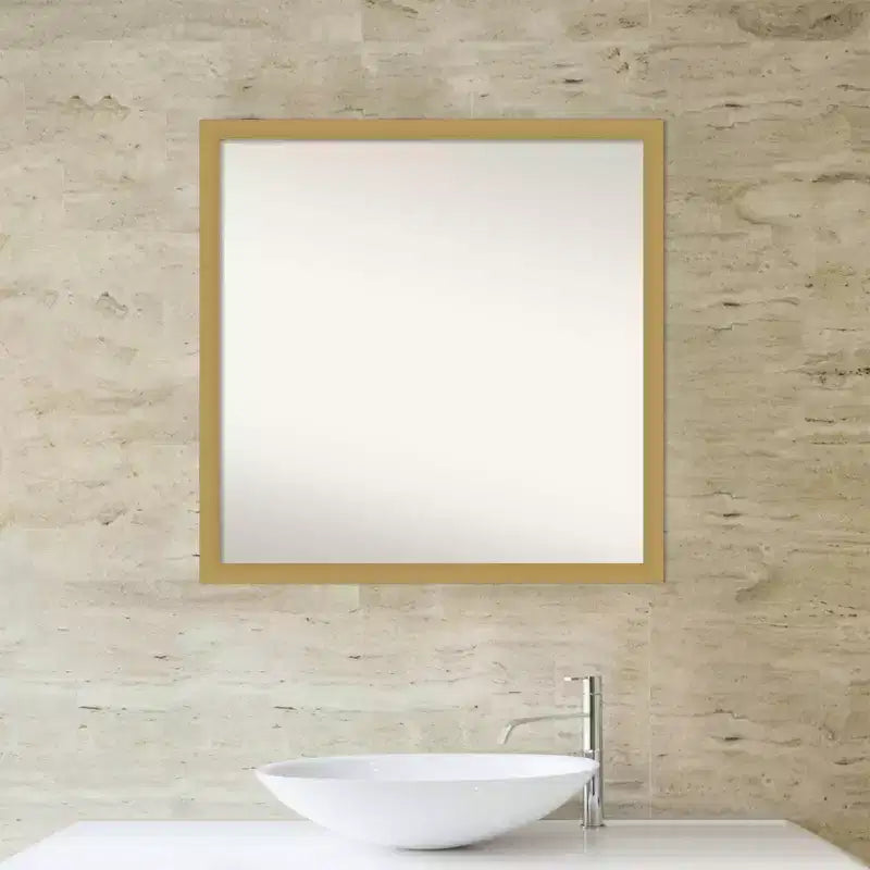 Specchio da parete quadrato con cornice stretta color oro spazzolato 71x71 cm, singolo