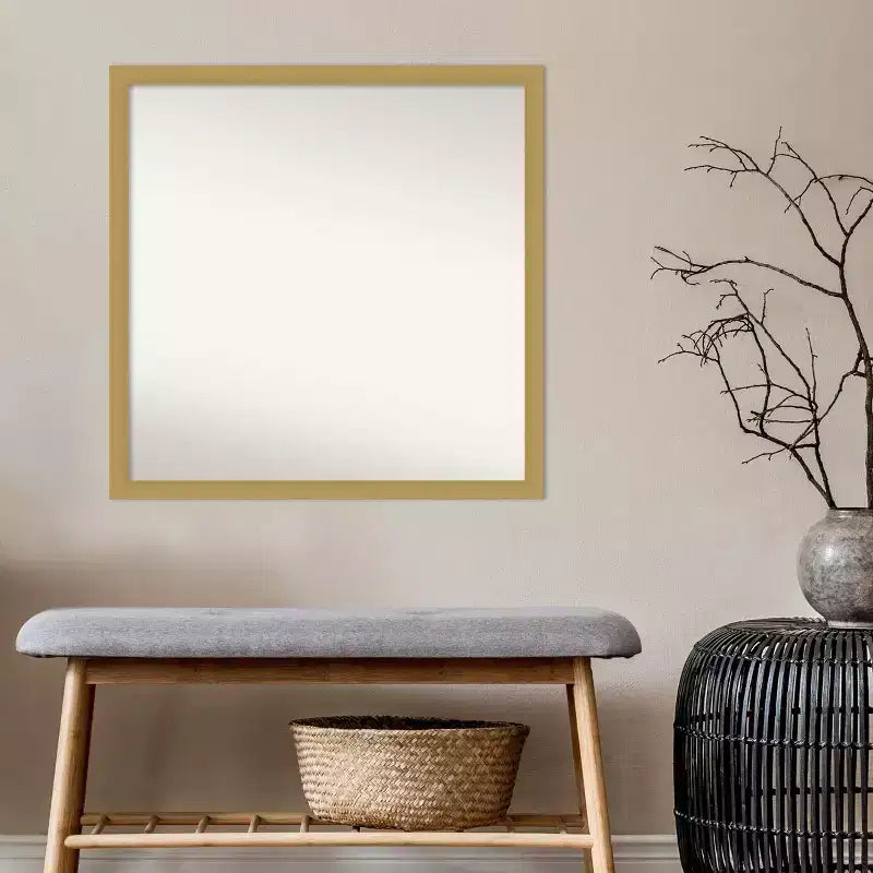 Specchio da parete quadrato con cornice stretta color oro spazzolato 71x71 cm, singolo