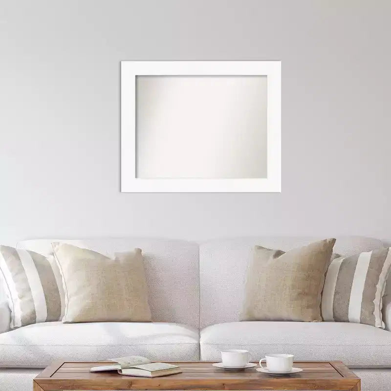 Specchio da parete rettangolare con cornice bianca, stile moderno, 1 persona, 85 x 70 cm