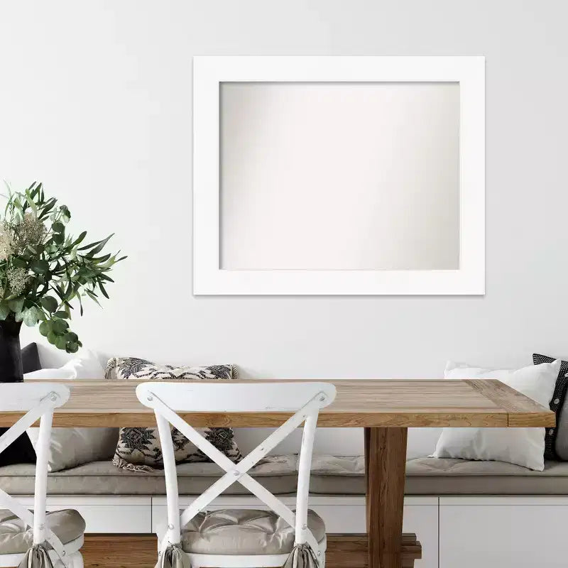 Specchio da parete rettangolare con cornice bianca, stile moderno, 1 persona, 85 x 70 cm