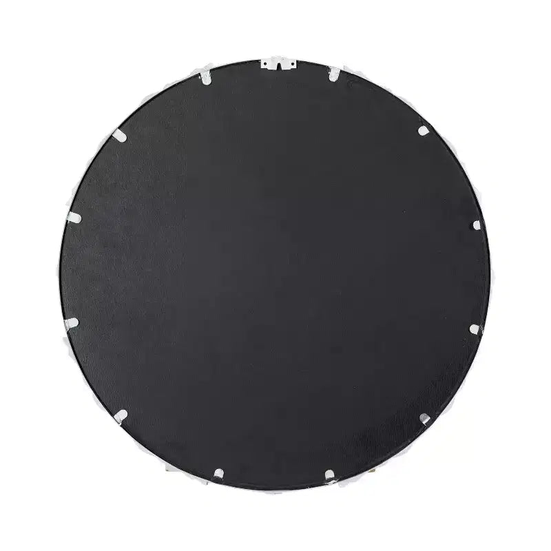 Specchio da Parete Rotondo Ornato da 24", Bianco Anticato, Cornice in Metallo, Uso Individuale