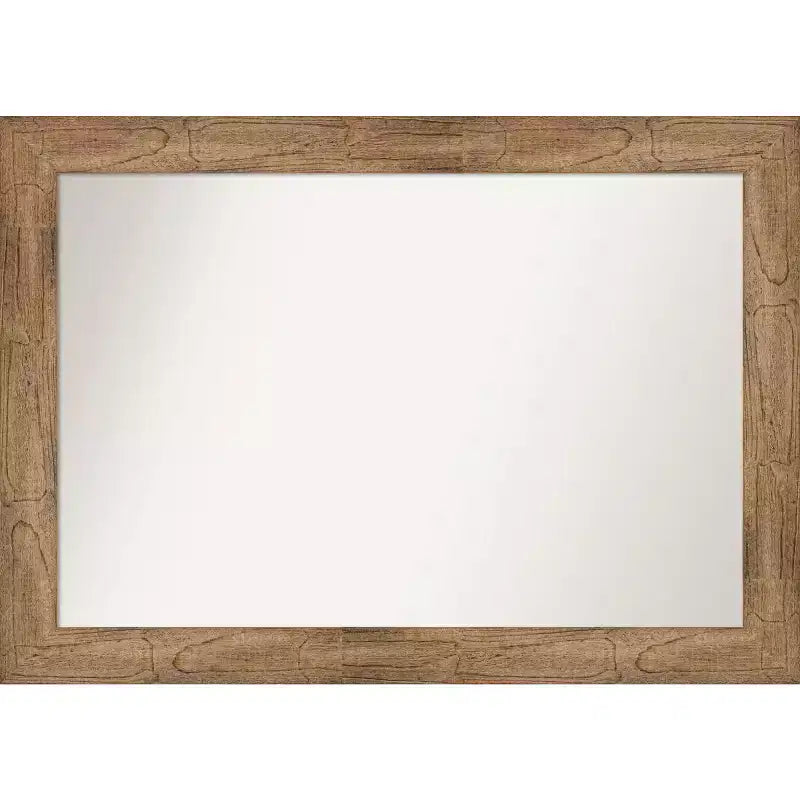 42" x 30" Non-Beveled Owl Brown Wood Wall Mirror - Amanti Art