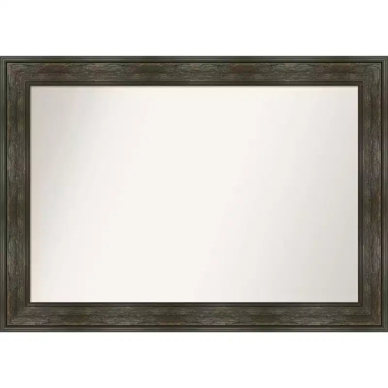 42" x 30" Non-Beveled Rail Rustic Char Bathroom Wall Mirror - Amanti Art: Polystyrene Frame, Rectangle Vanity Mirror
