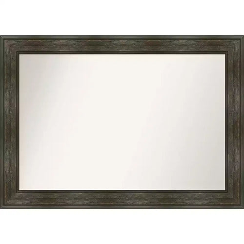 42" x 30" Non-Beveled Rail Rustic Char Bathroom Wall Mirror - Amanti Art: Polystyrene Frame, Rectangle Vanity Mirror