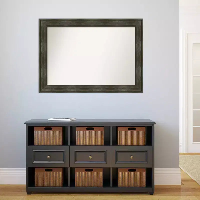 Specchio da parete rettangolare con cornice nera in carboncino, singolo