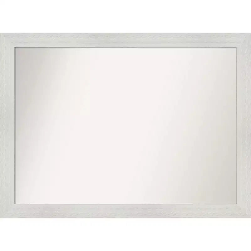 43" x 32" Non-Beveled Mosaic Bathroom Wall Mirror White - Amanti Art: Modern Style, Polystyrene Frame, Wall Mounted