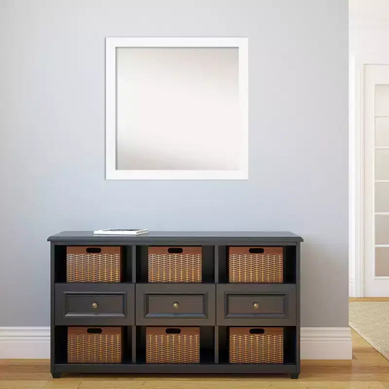 Specchio da parete quadrato bianco, singolo, 74,3 cm