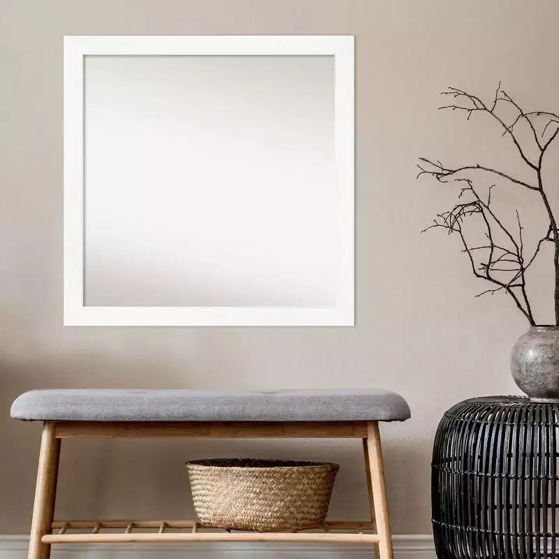 Specchio da parete quadrato bianco, singolo, 74,3 cm