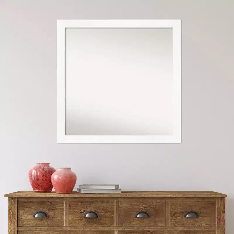 Specchio da parete quadrato bianco, singolo, 74,3 cm