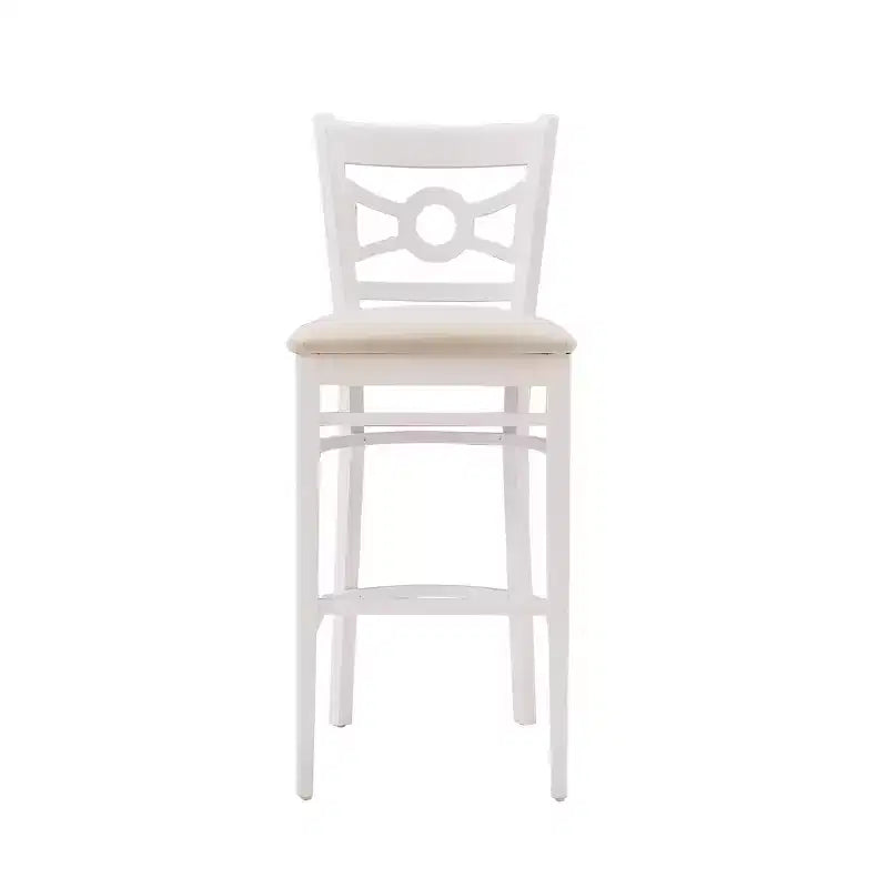 Sgabello da bar White Suede imbottito con schienale circolare, set da 2
