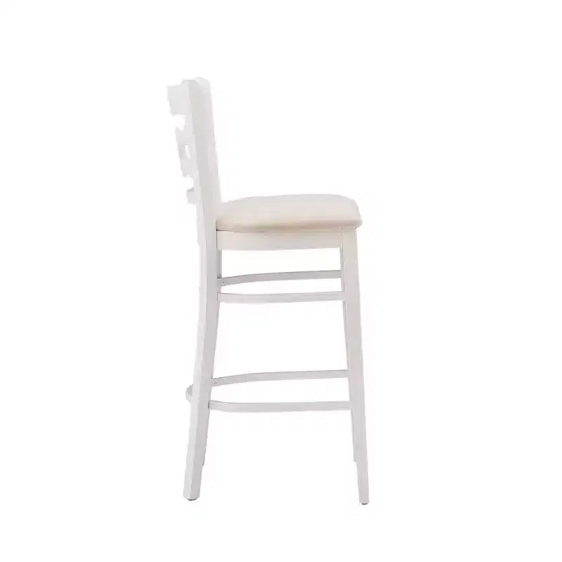 Sgabello da bar White Suede imbottito con schienale circolare, set da 2