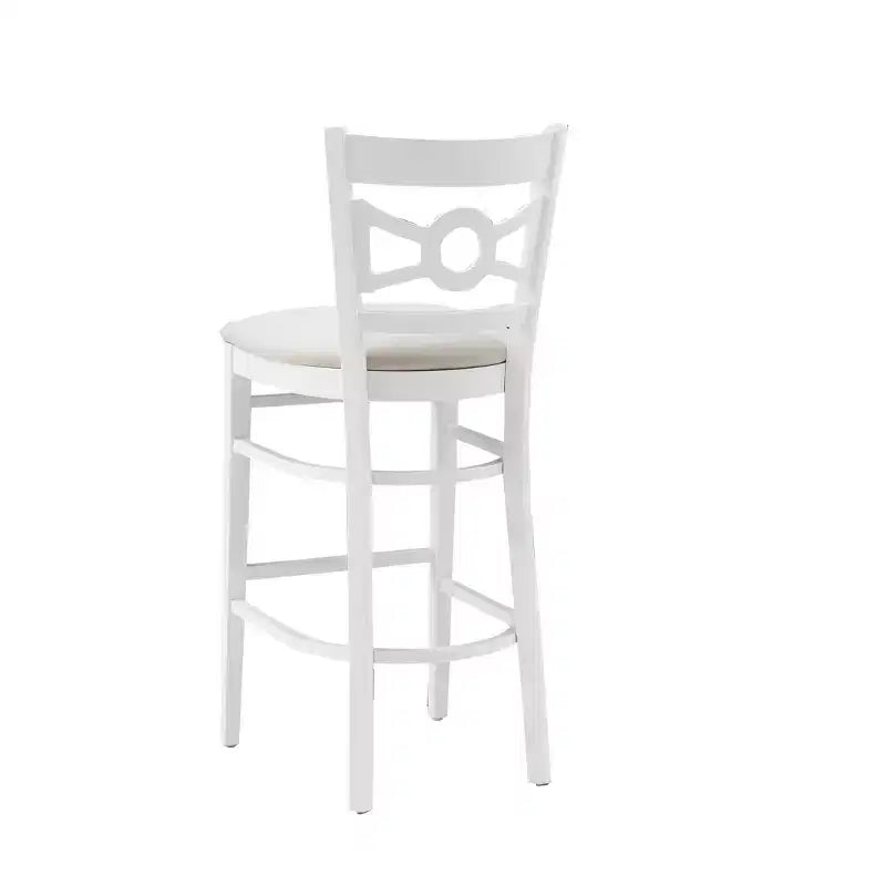 Sgabello da bar White Suede imbottito con schienale circolare, set da 2