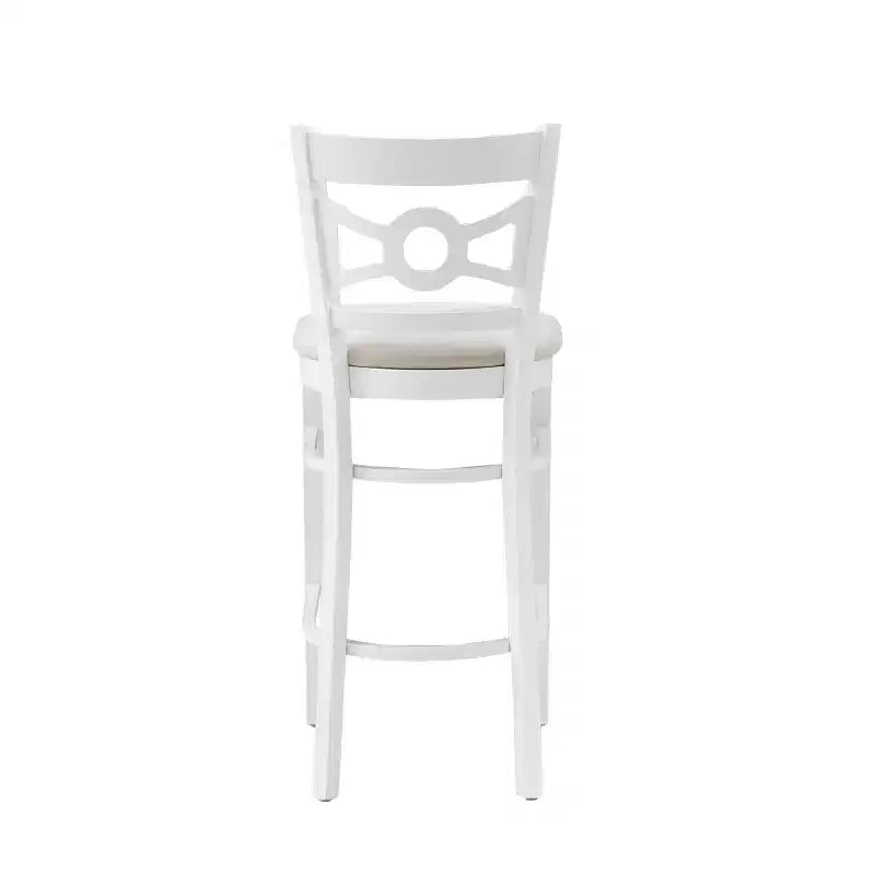 Sgabello da bar White Suede imbottito con schienale circolare, set da 2