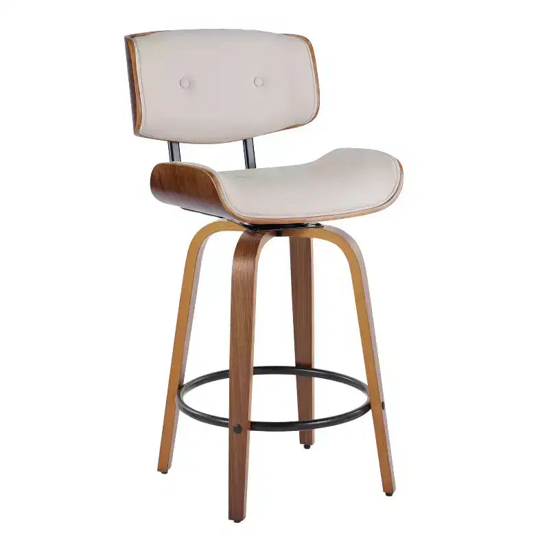 Set di 2 sgabelli da banco girevoli noce/nero/crema per 2