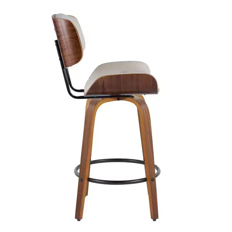 Set di 2 sgabelli da banco girevoli noce/nero/crema per 2