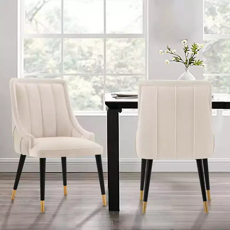 Eda Modern Velvet Upholstered Dining Chair Cream - Manhattan Comfort
