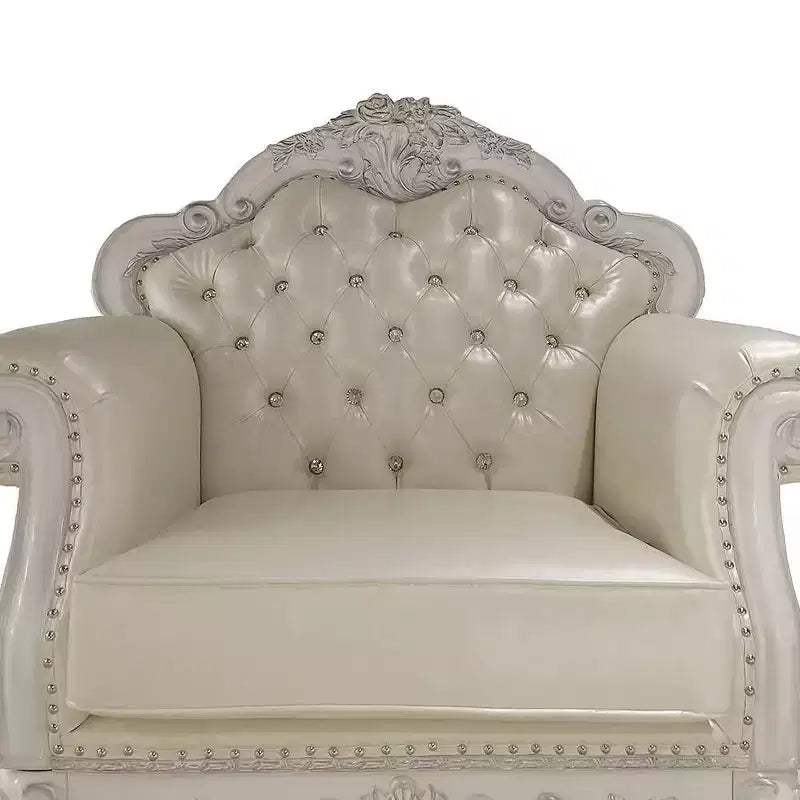 Poltrona d'Accento Trapuntata Bianca Osso, Sedile Singolo