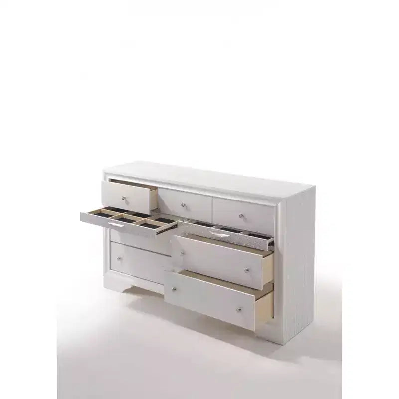 Cassettiera bianca a 9 cassetti, struttura in legno con guide in metallo, singola