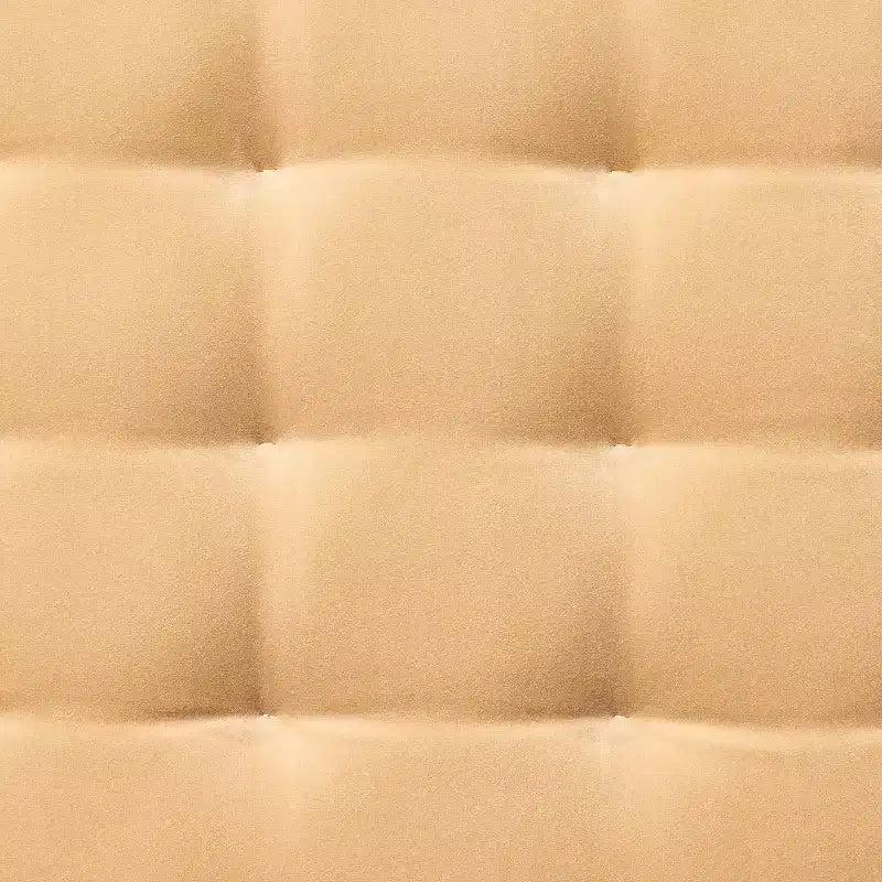 Panca trapuntata in velluto beige, telaio in ottone anticato, 1 posto