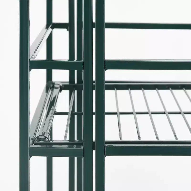 Scaffale Pieghevole in Metallo a 3 Livelli, Verde Foresta, Montaggio da 1 Persona