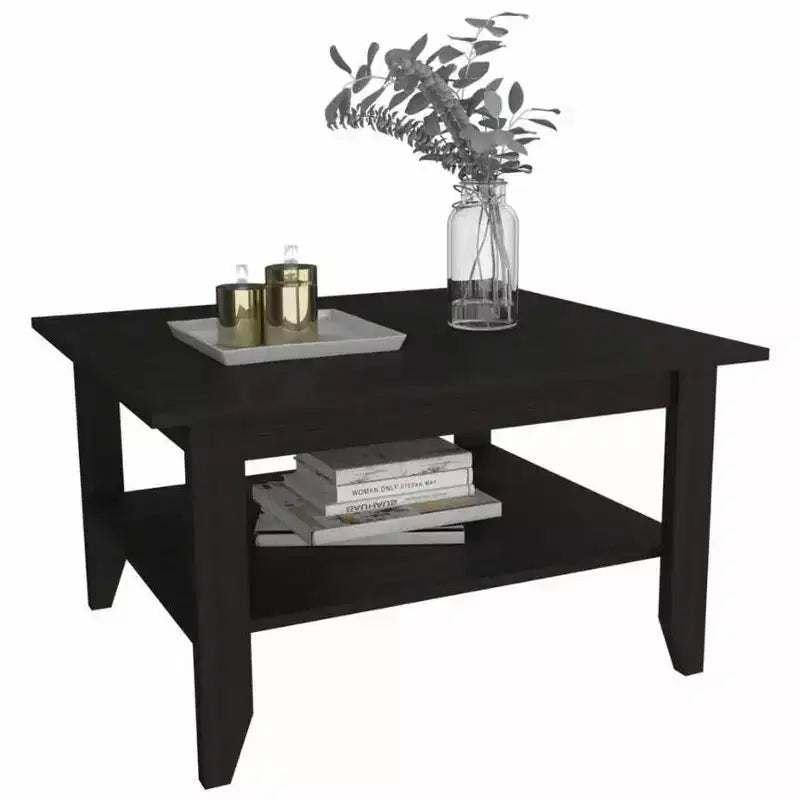Tavolino da caffè Trieste nero - Boahaus: design moderno e minimalista, superficie 80x70 cm, ripiano inferiore