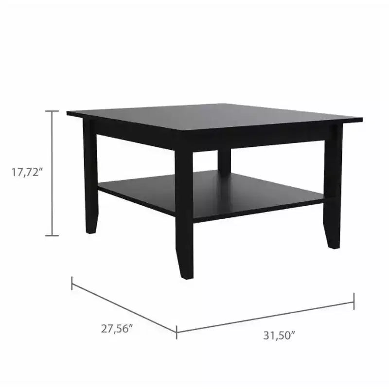 Tavolino da caffè Trieste nero - Boahaus: design moderno e minimalista, superficie 80x70 cm, ripiano inferiore