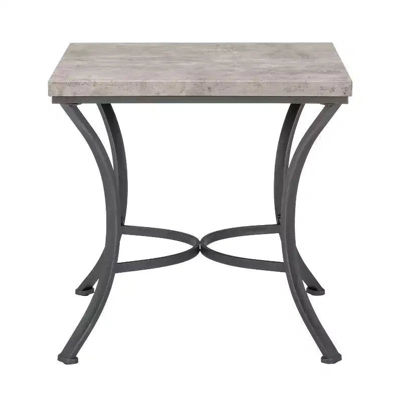 Talley Metal and Faux Concrete Top 3pc Coffee and Side Table Set Coal Finished - Powell: Industrial Living Room Furniture Set