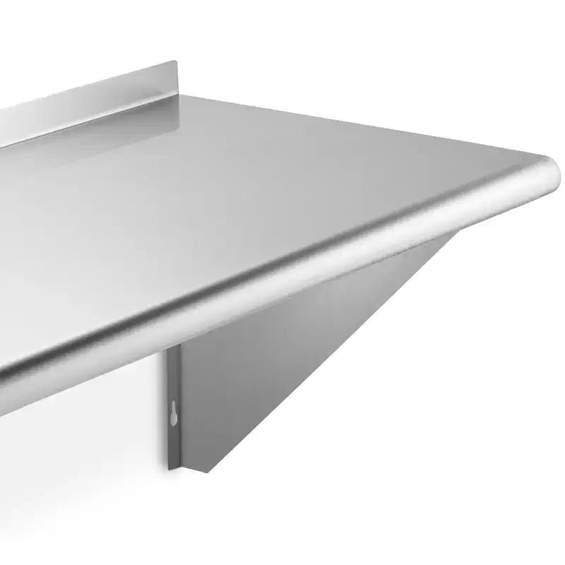 Mensola da parete in acciaio inox argentato con alzatina, profondità 18" – Installazione con 1 persona