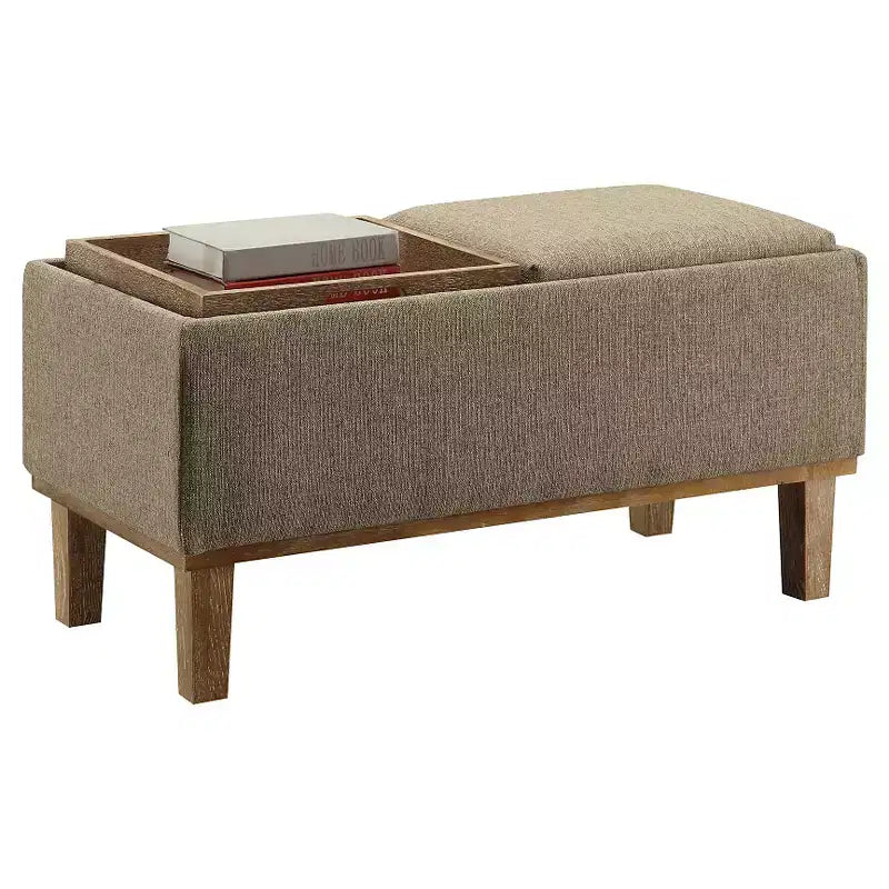 Pouf contenitore con vassoio ribaltabile, Arenaria / Nero / Antracite, 1 posto