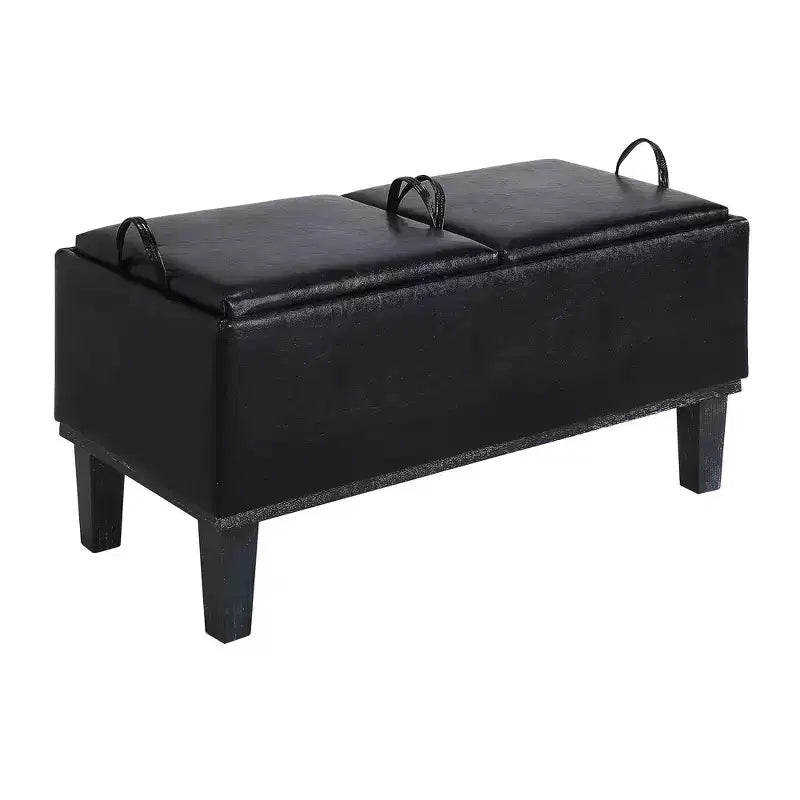 Pouf contenitore con vassoio ribaltabile, Arenaria / Nero / Antracite, 1 posto