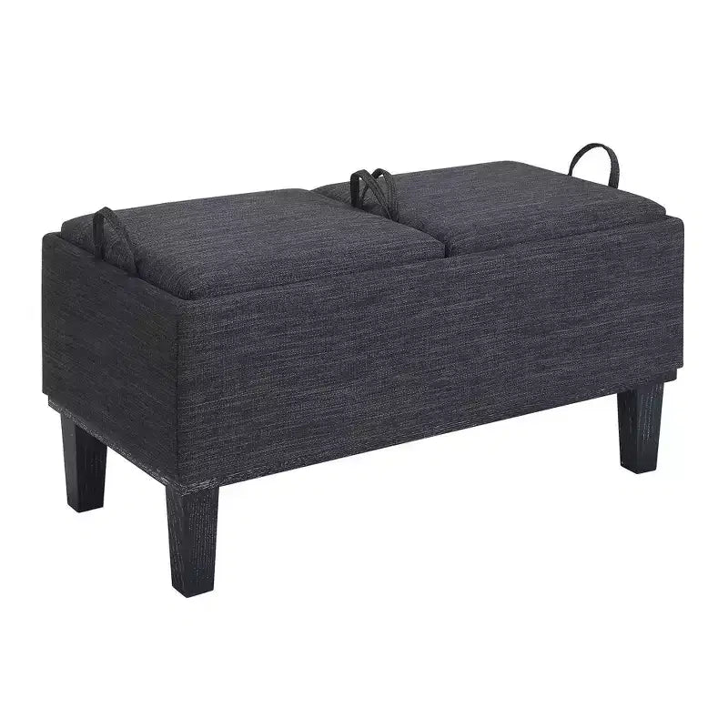 Pouf contenitore con vassoio ribaltabile, Arenaria / Nero / Antracite, 1 posto
